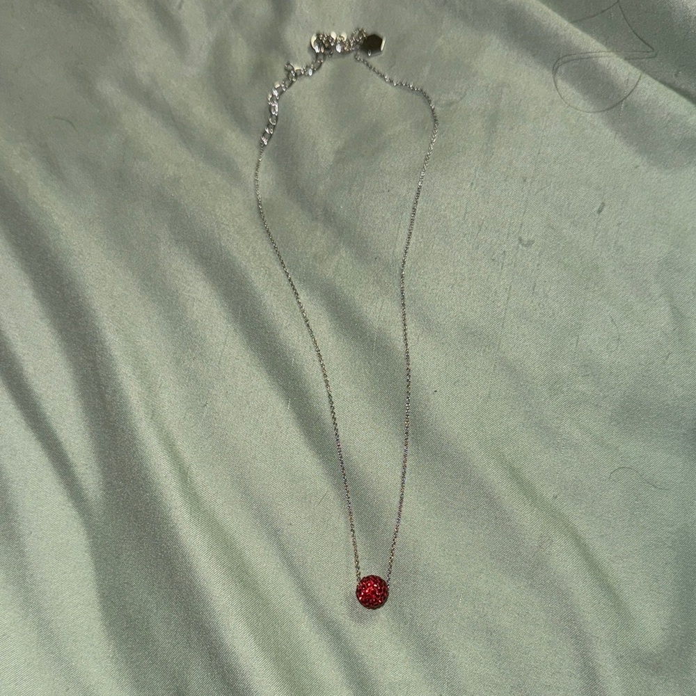 Swarovski Silver Necklace with Red Crystal Pendant